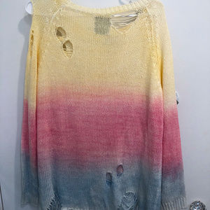Colorful ripped sweater
